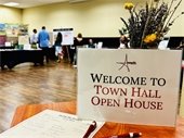 town hall open house sign